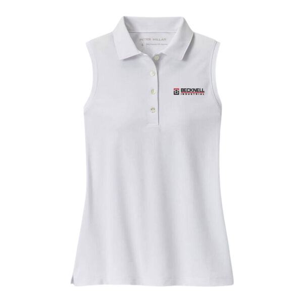   - Women's Banded Sport Mesh Sleeveles Button Polo  Thumbnail